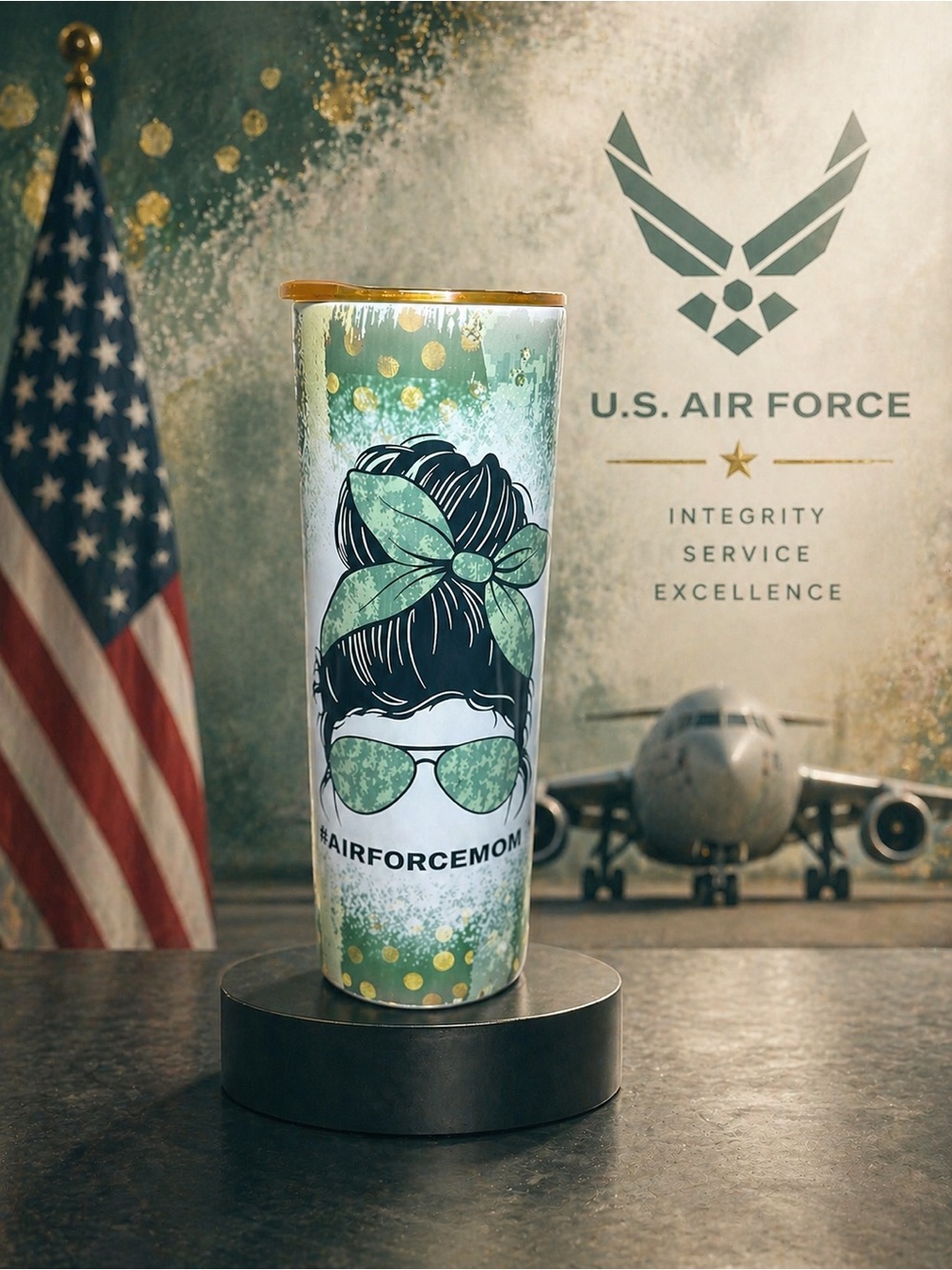 U.S. Air Force Mom Stainless Steel Tumbler - Green